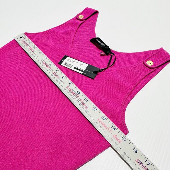 NWT Versace Mini Tank Dress IT 42 US 6 Medusa Knit Stretch Pink Fuchsia $1,500 - Picture 7 of 9